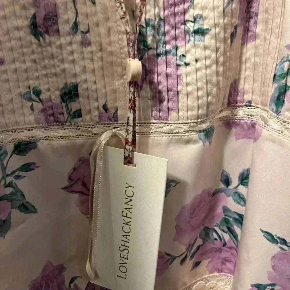 NWT Love Shack Fancy Lanzo Lace Trim Tank Top Mauve Rose L - Picture 8 of 8